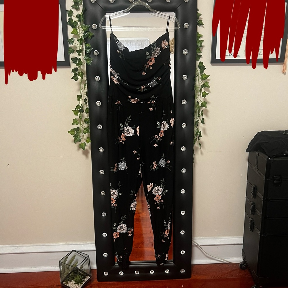 Floral Black Jumpsuit